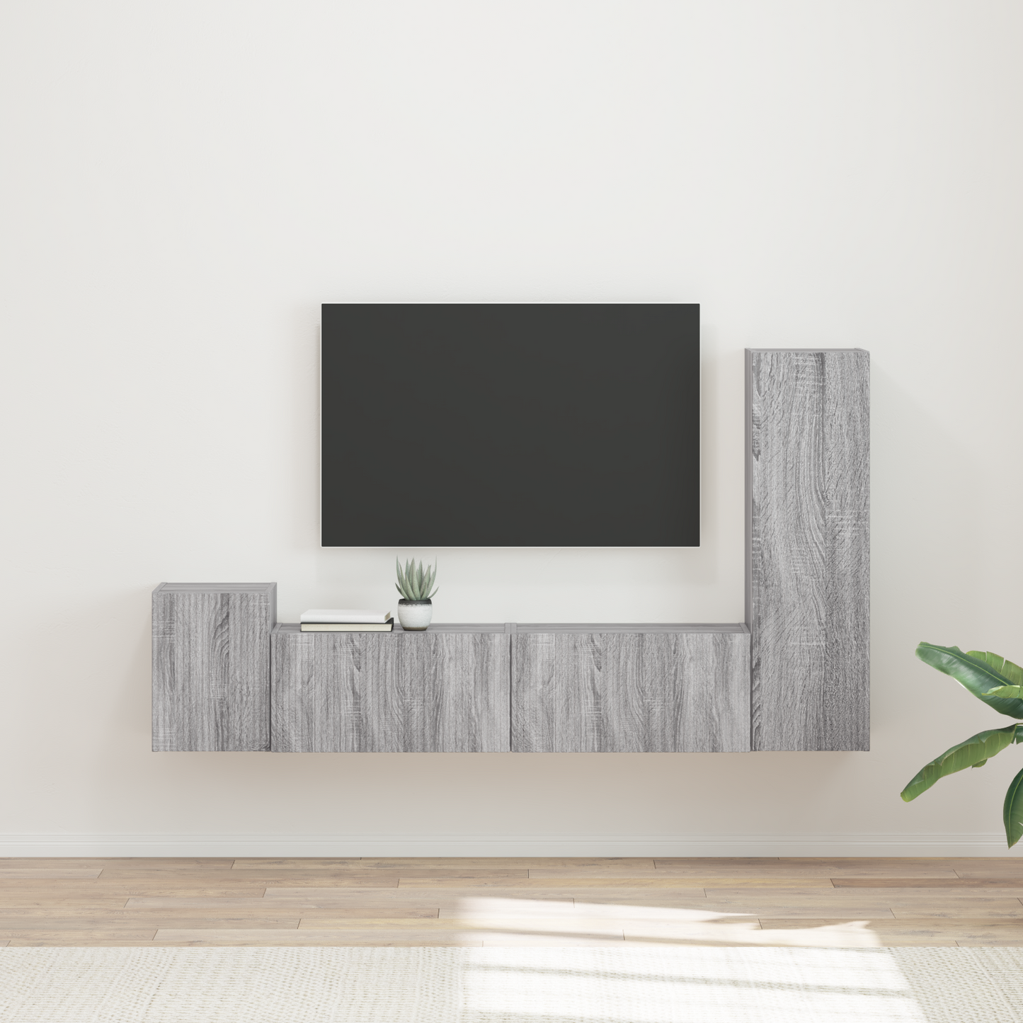 TV Cabinet Set Wall-mounted 4 pcs Grey Sonoma Engineered Wood