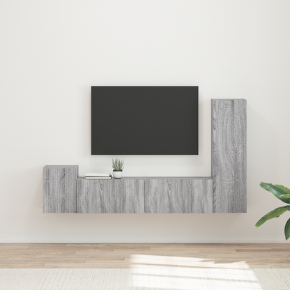 TV Cabinet Set Wall-mounted 4 pcs Grey Sonoma Engineered Wood