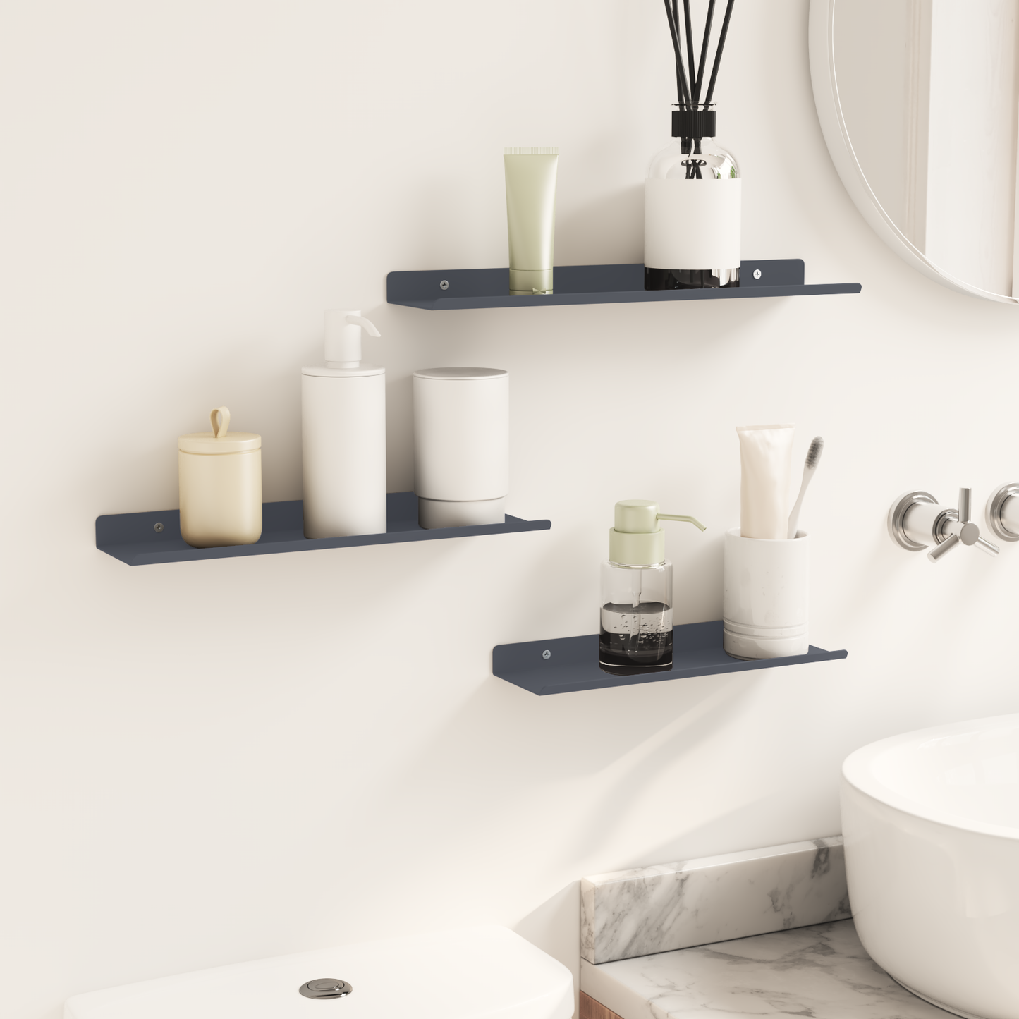 Floating Shelf 3 pcs Anthracite 40 x 9 x 2.5 cm Steel