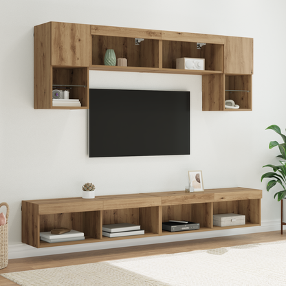 TV Wall Units with LED 6 pcs Artisan Oak Engineered Wood
