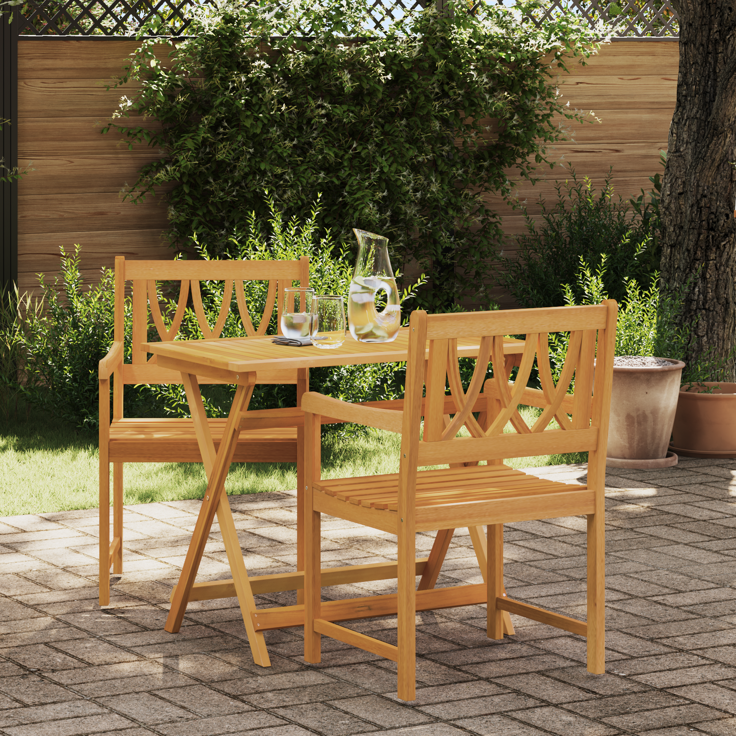 Garden Chairs 2 pcs Natural Solid Acacia Wood