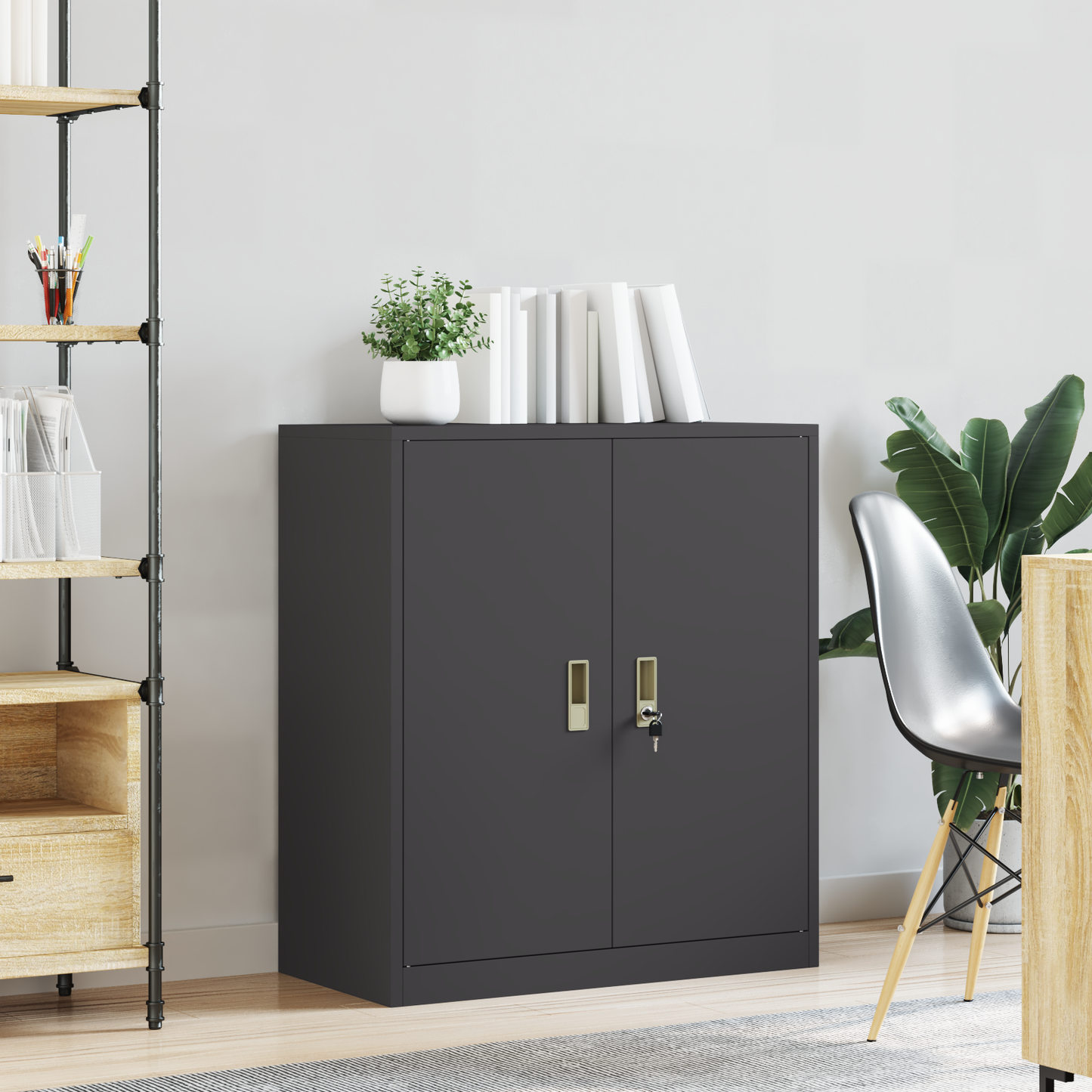 Storage Cabinet Black 80 x 40 x 90 cm Steel