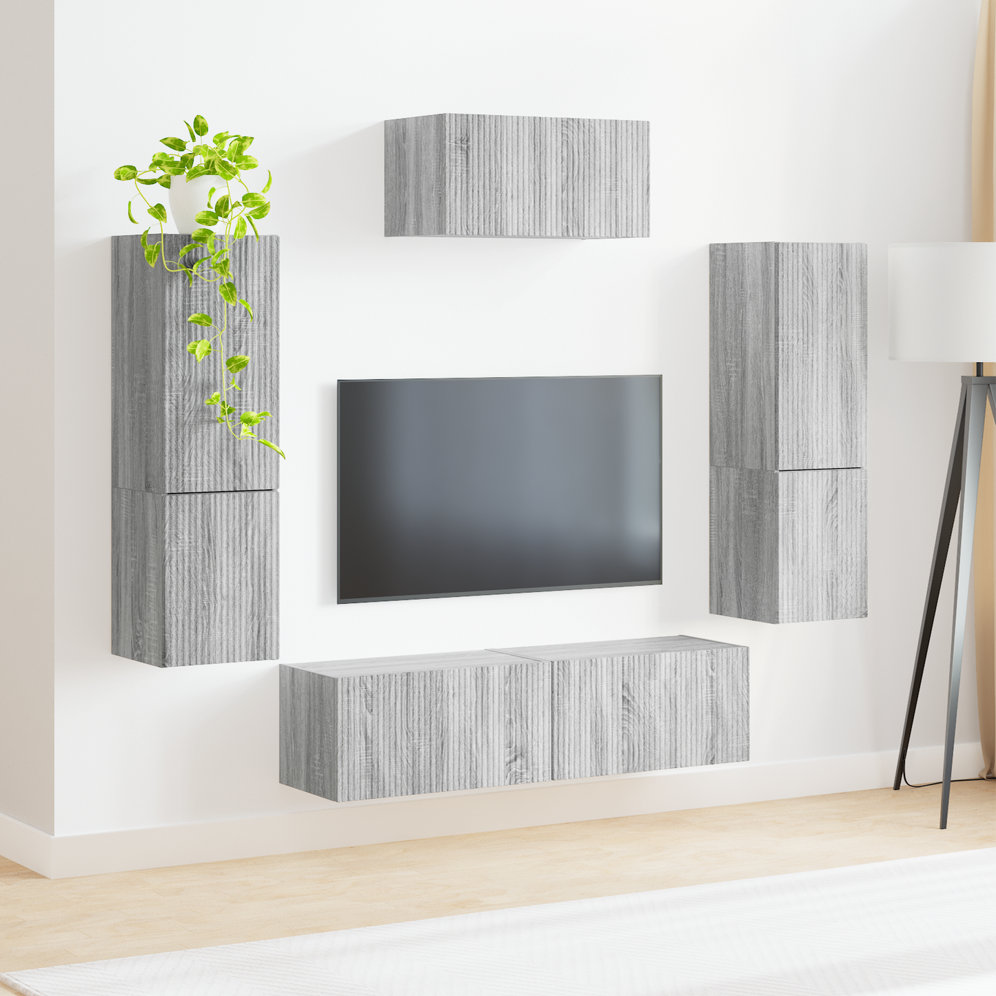 TV Cabinet Set Wall-mounted 4 pcs Grey Sonoma Engineered Wood