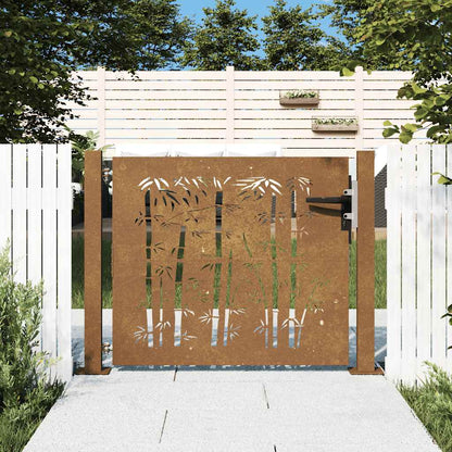 Garden Gate 100x100 cm Corten Steel Bamboo Design