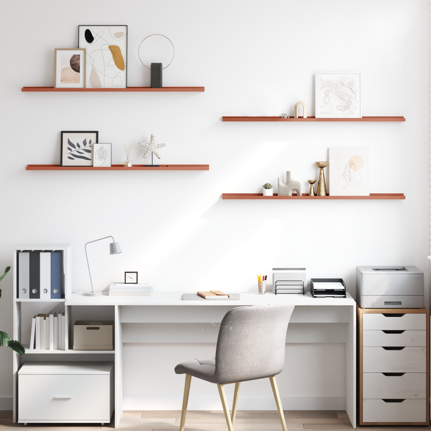 Wall Shelf with Shelf 4 pcs Red 115 x 9 x 3 cm Engineered Wood