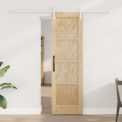Sliding Door Natural and White 61 x 198.5 cm Solid Pine Wood
