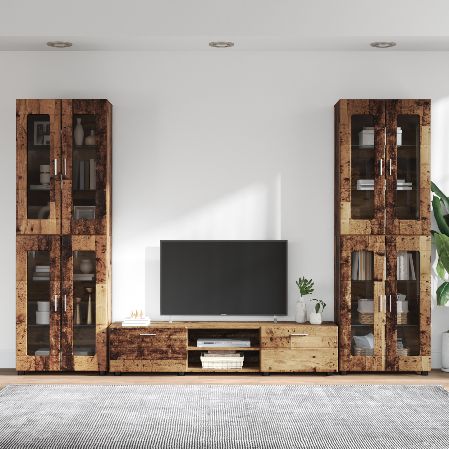 TV Cabinet Set with Shelf FLORIN 3 pcs Old Wood Engineered Wood
