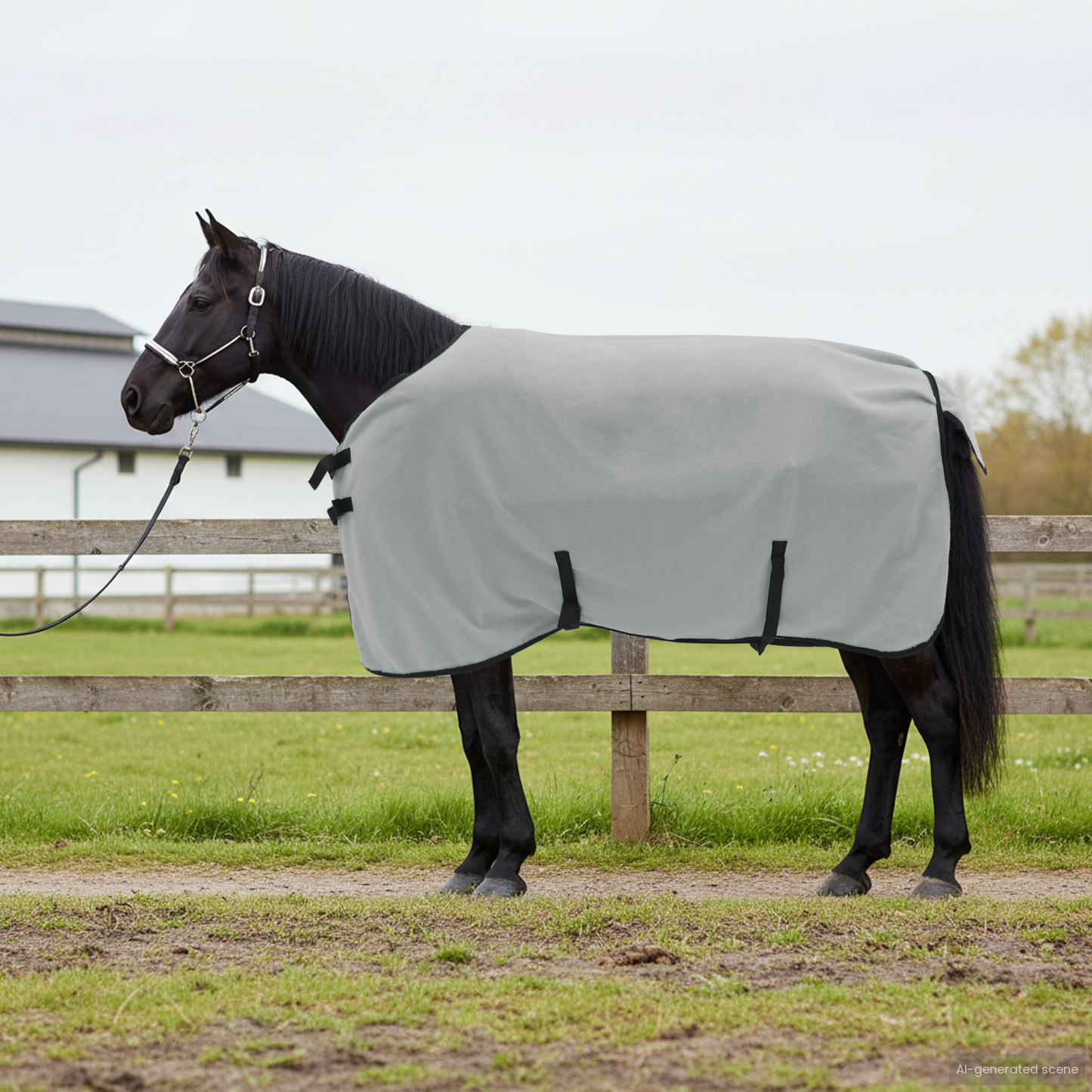Horse Blanket Full Light Grey and Pink 85 cm Polyester