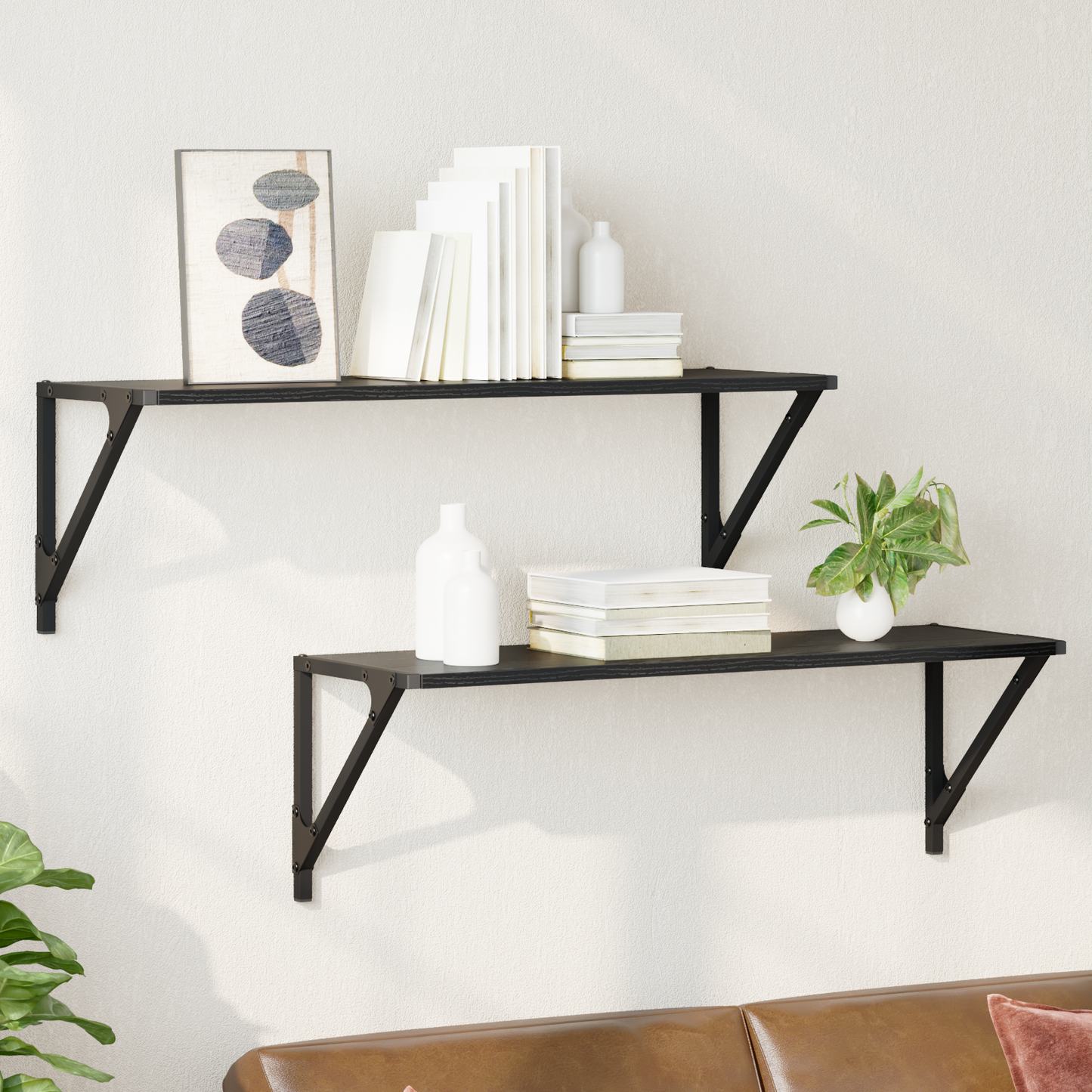 Wall Shelves 2 pcs Black Oak 80 x 25 x 25.5 cm Engineered Wood
