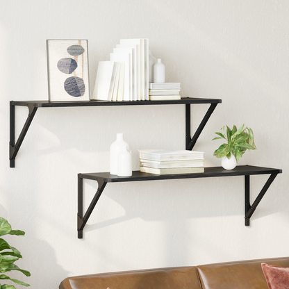 Wall Shelves 2 pcs Black Oak 80 x 25 x 25.5 cm Engineered Wood