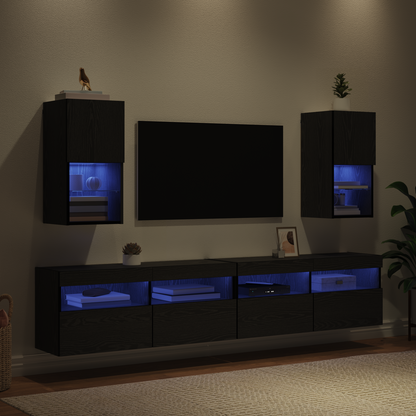 Wall-mounted TV Cabinets 2 pcs Black Oak 30.5 x 30 x 60 cm