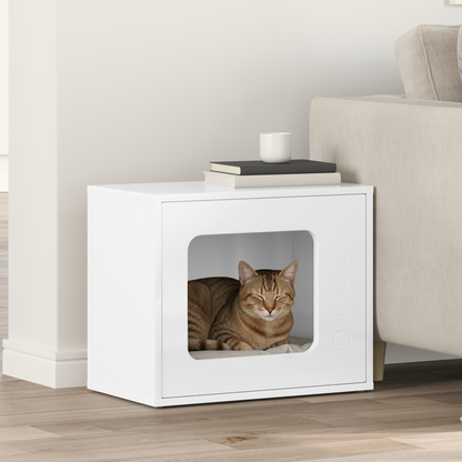 Cat House Gloss White 51 x 30 x 42.5 cm Engineered Wood