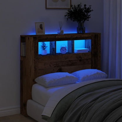 LED Headboard Old Wood 120x18.5x103.5 cm Engineered Wood
