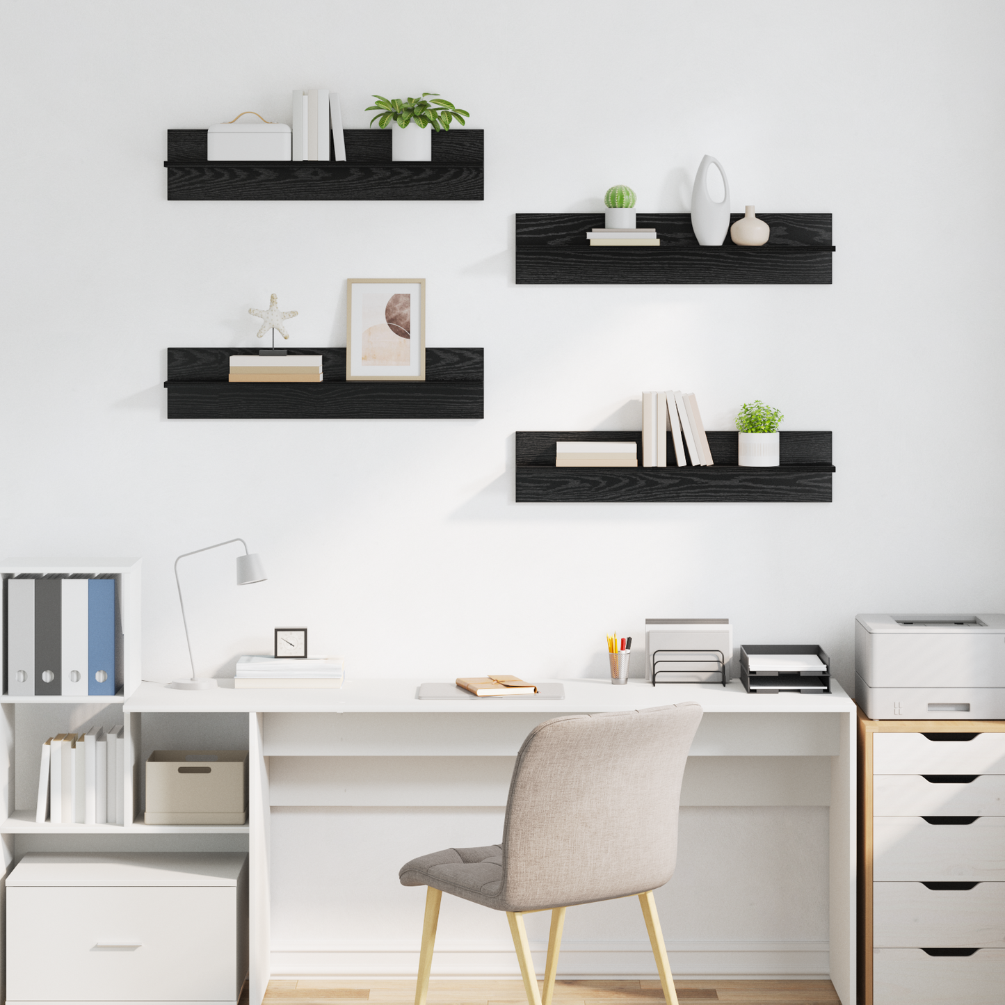Wall Shelves 4 pcs Black Oak 80 x 11.5 x 18 cm Engineered Wood