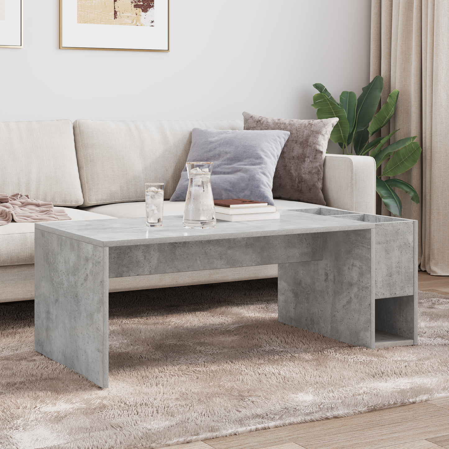 Coffee Table Concrete Grey 101.5 x 50 x 37 cm Engineered Wood