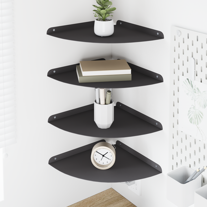 Corner Floating Shelf Corner Mount 4 pcs Black 30 x 30 x 2 cm