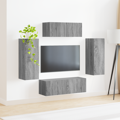 TV Cabinet Set 4 pcs Grey Sonoma Engineered Wood