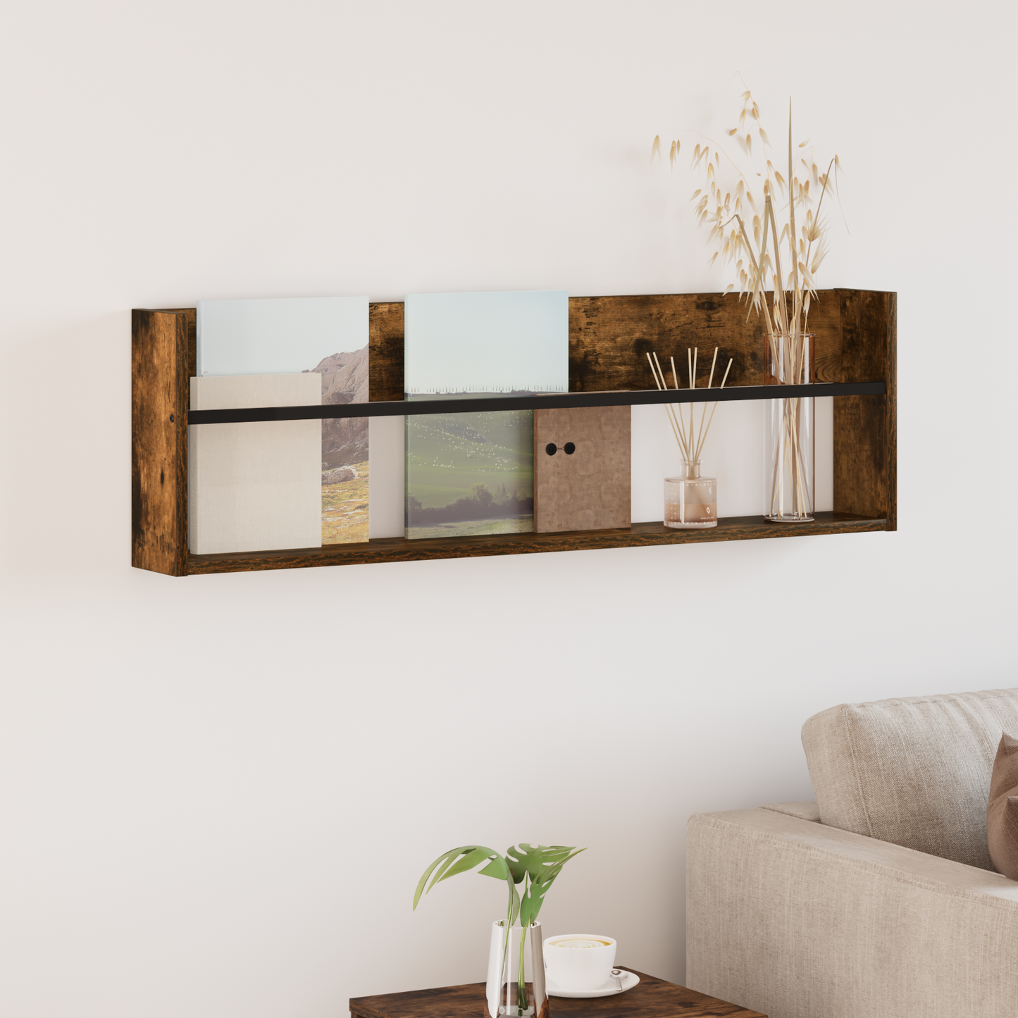 Magazine Rack Smoked Oak 100 x 12 x 30 cm Engineered Wood