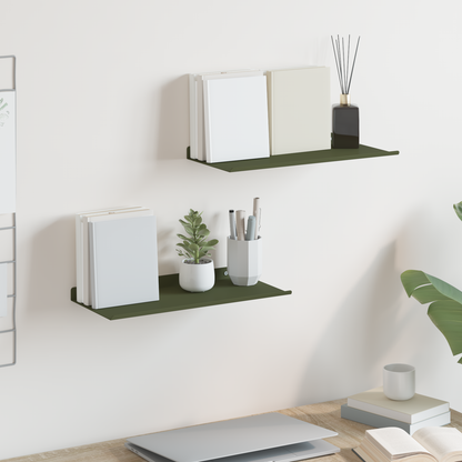 Floating Shelf 2 pcs Olive Green 40 x 18 x 2.5 cm Steel
