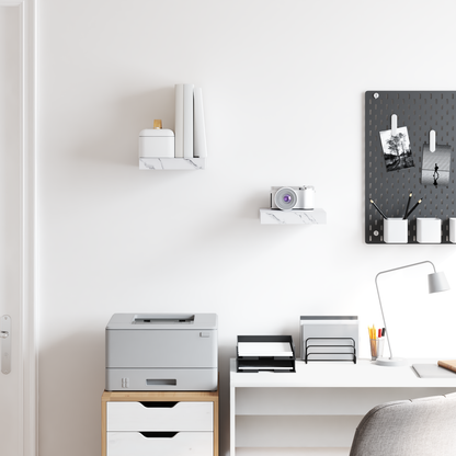Wall Shelf 2 pcs White Marble 23 x 23.5 x 4 cm Engineered Wood