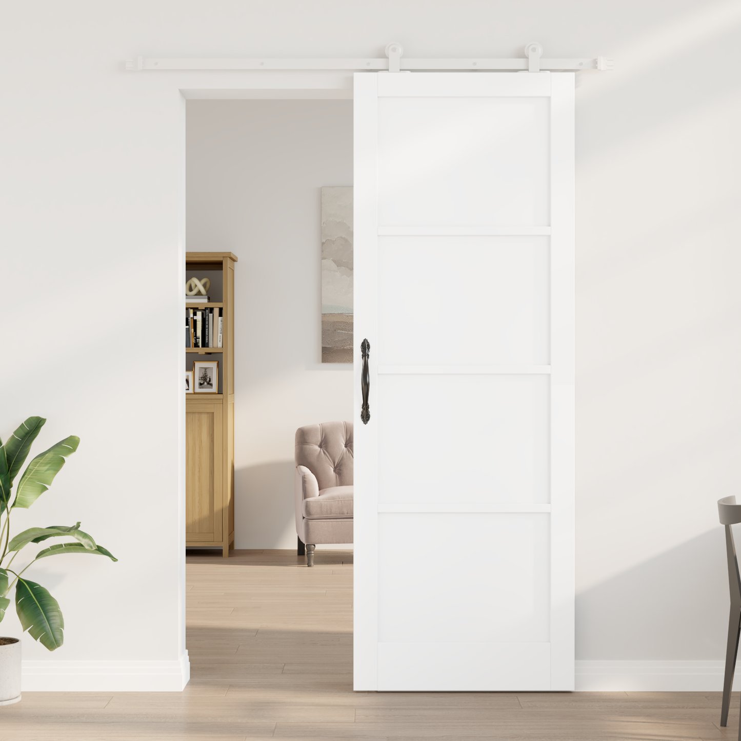 Sliding Door White 83 x 232 cm Solid Pine Wood