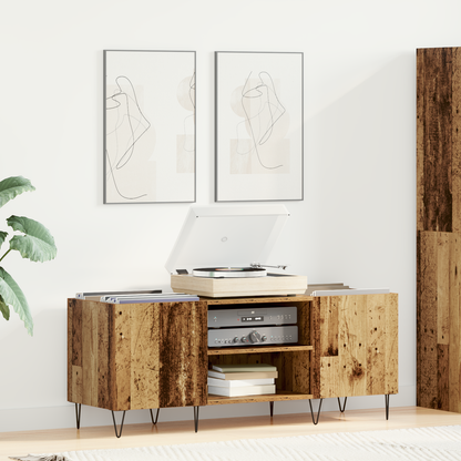 Record Cabinet with Shelf with Door Old Wood 121 x 38 x 48 cm