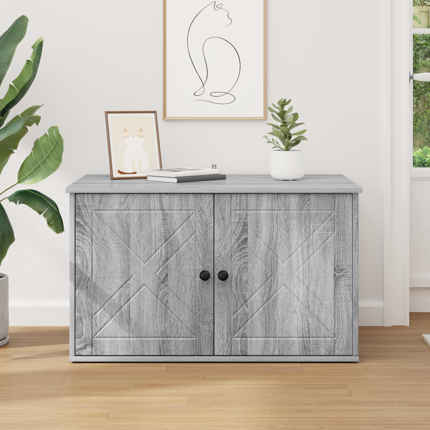 Cat House Grey Sonoma 85 x 55 x 50 cm Engineered Wood