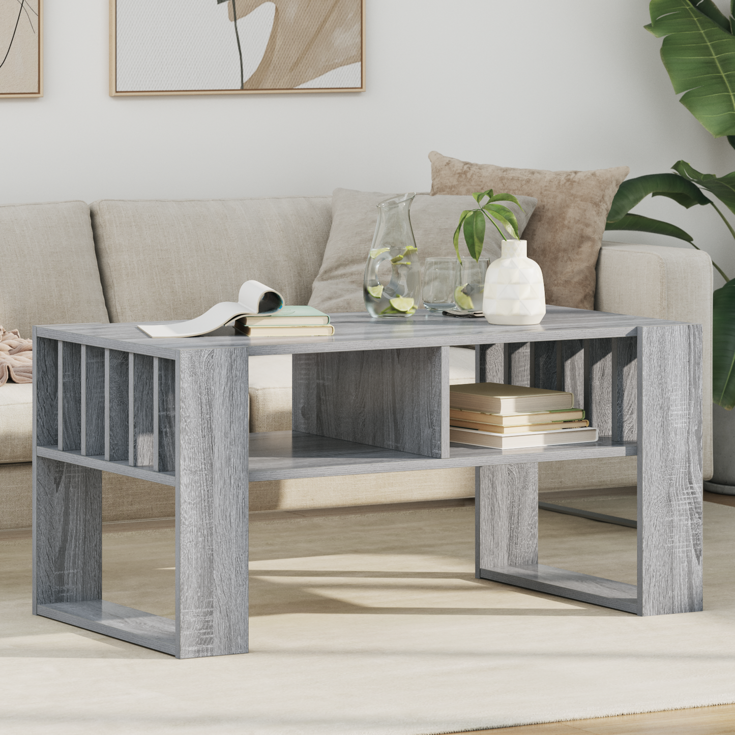 Coffee Table Grey Sonoma 92 x 49.5 x 45 cm Engineered Wood