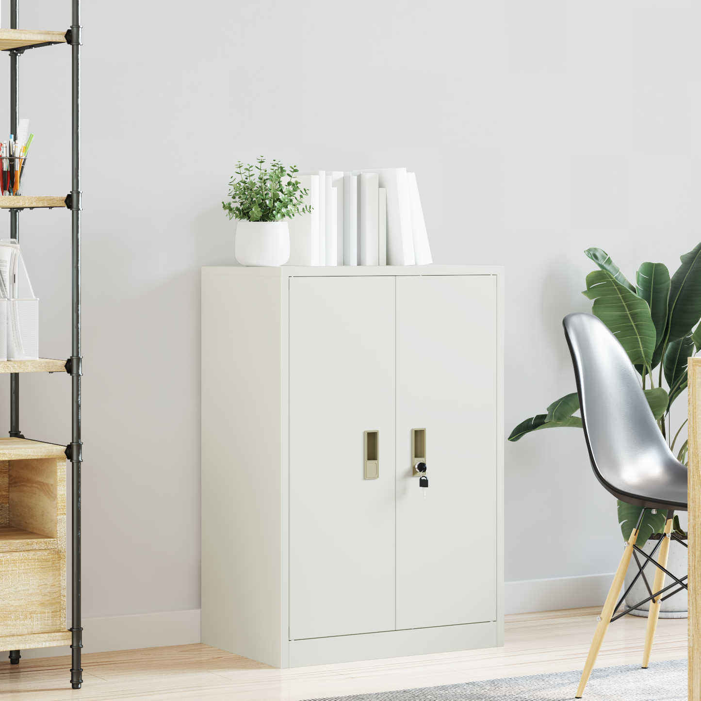 Storage Cabinet White 60 x 40 x 90 cm Steel