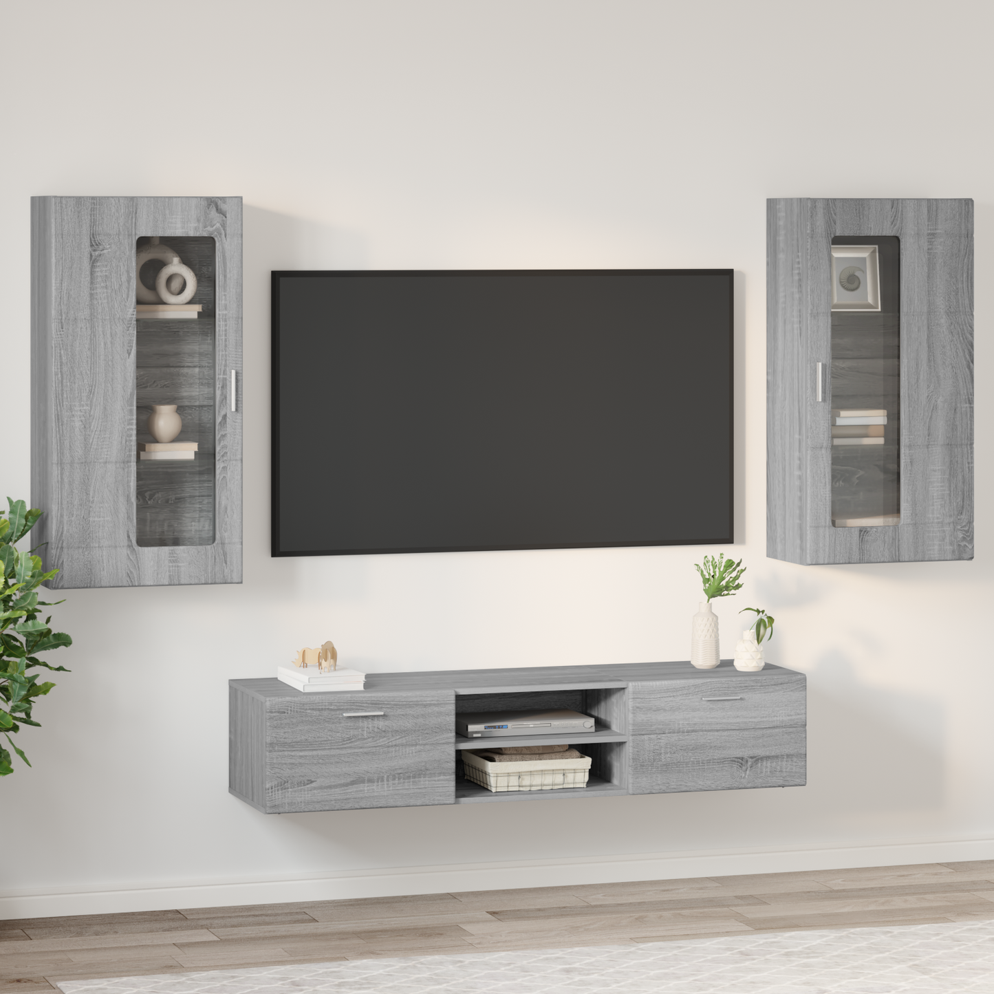 TV Cabinet Set FLORIN 3 pcs Grey Sonoma Engineered Wood