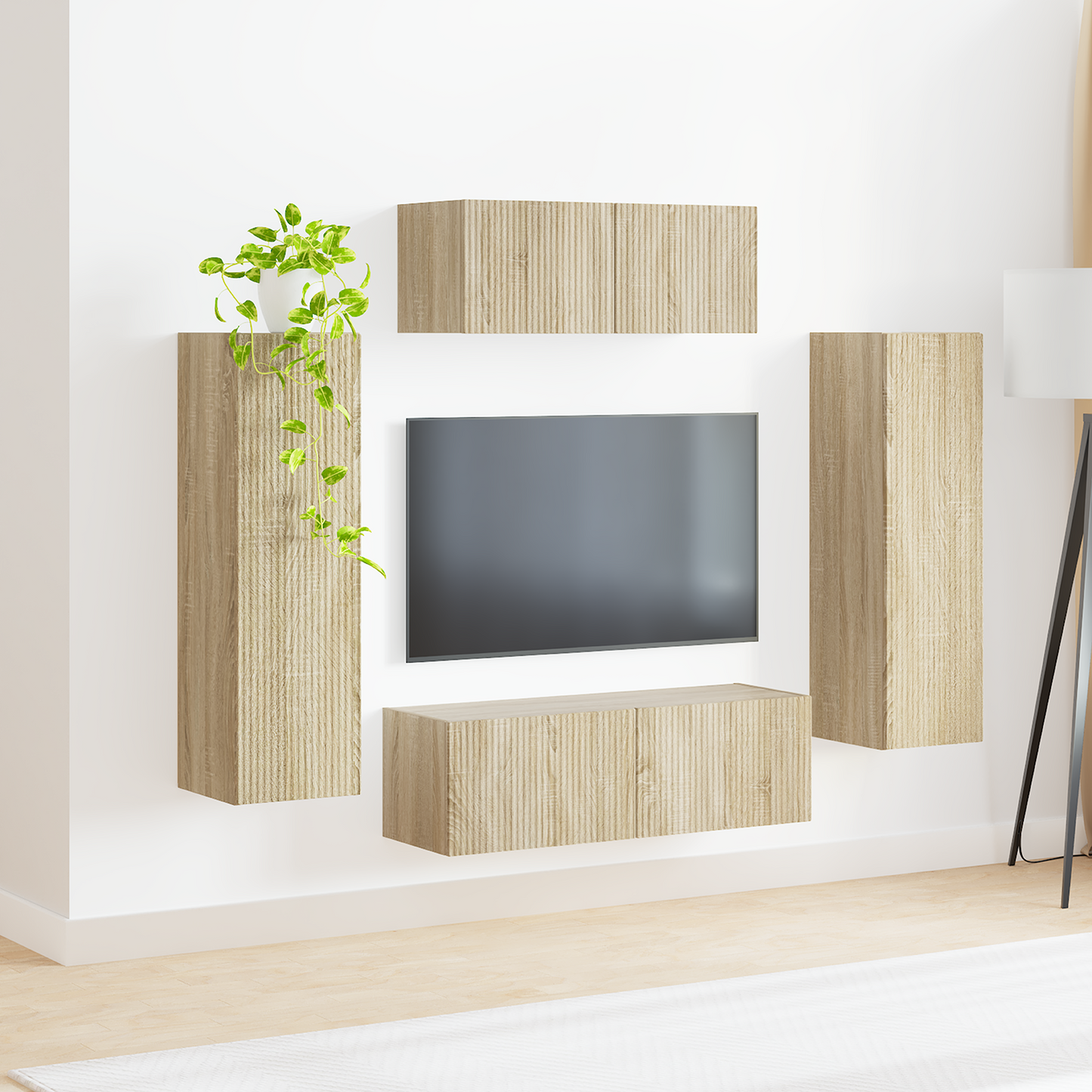 TV Cabinet Set Wall-mounted 3 pcs Sonoma Oak Engineered Wood