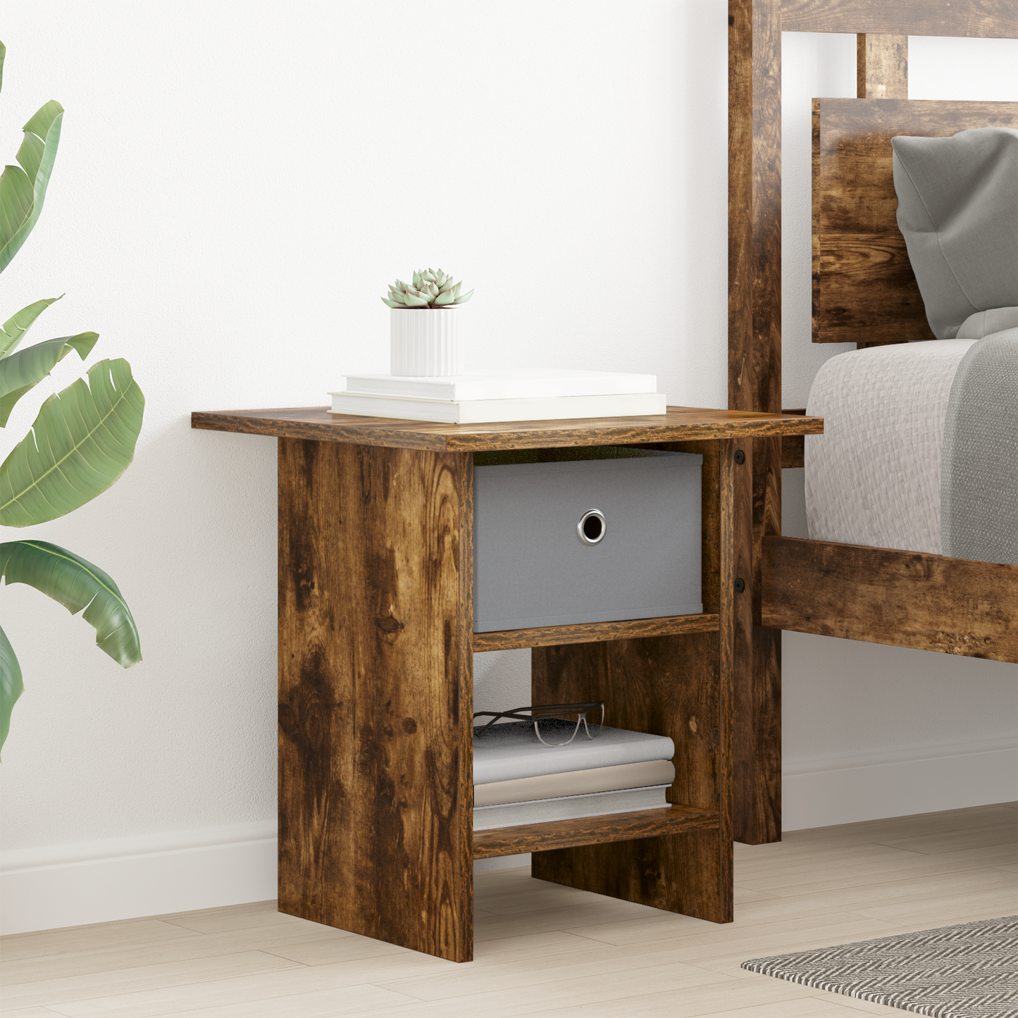 Bedside Table 2 pcs Smoked Oak 41 x 40 x 45 cm Engineered Wood