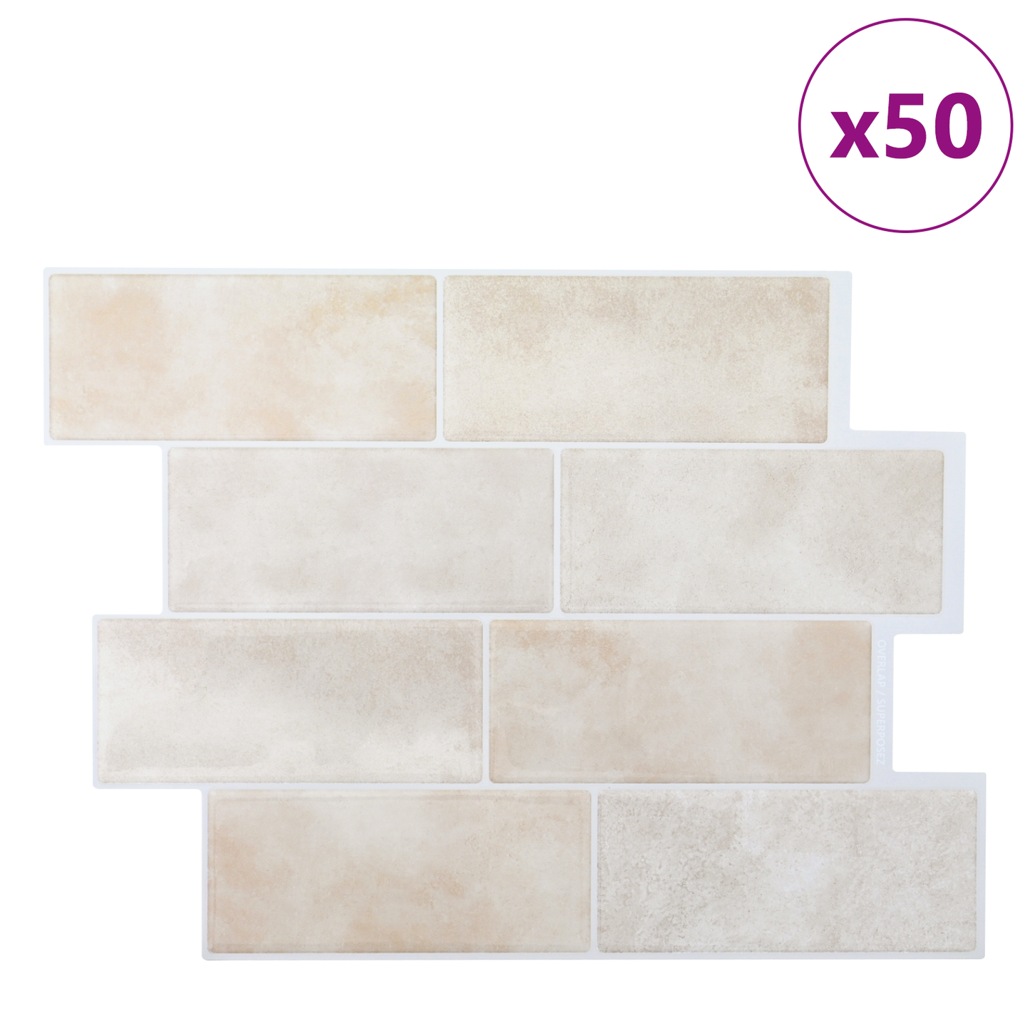Decorative Stickers 50 pcs Beige Marble 29 x 21 cm