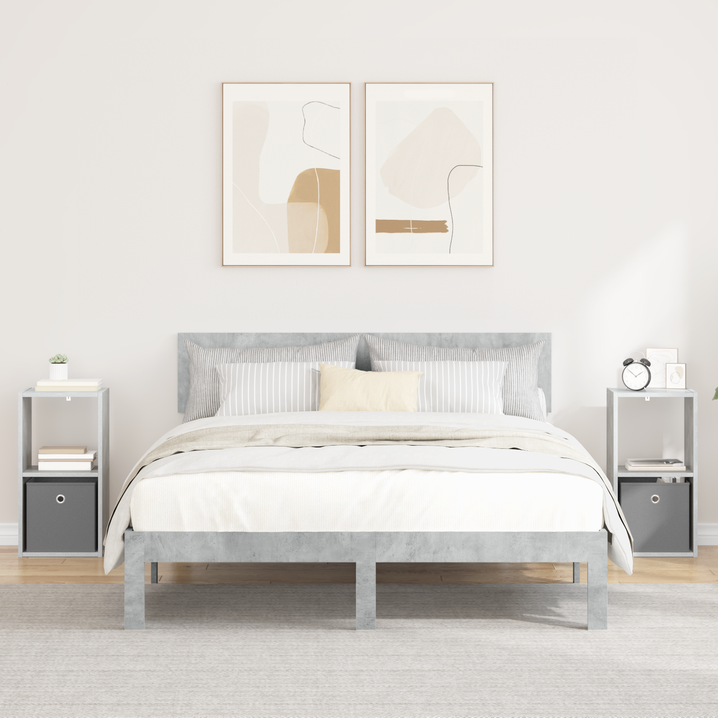 Bedside Table 2 pcs Concrete Grey 30.5 x 27 x 59.5 cm