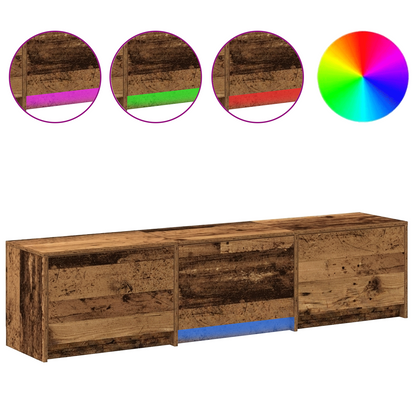 TV Cabinet with LED Old Wood 165 x 34 x 40 cm Engineered Wood