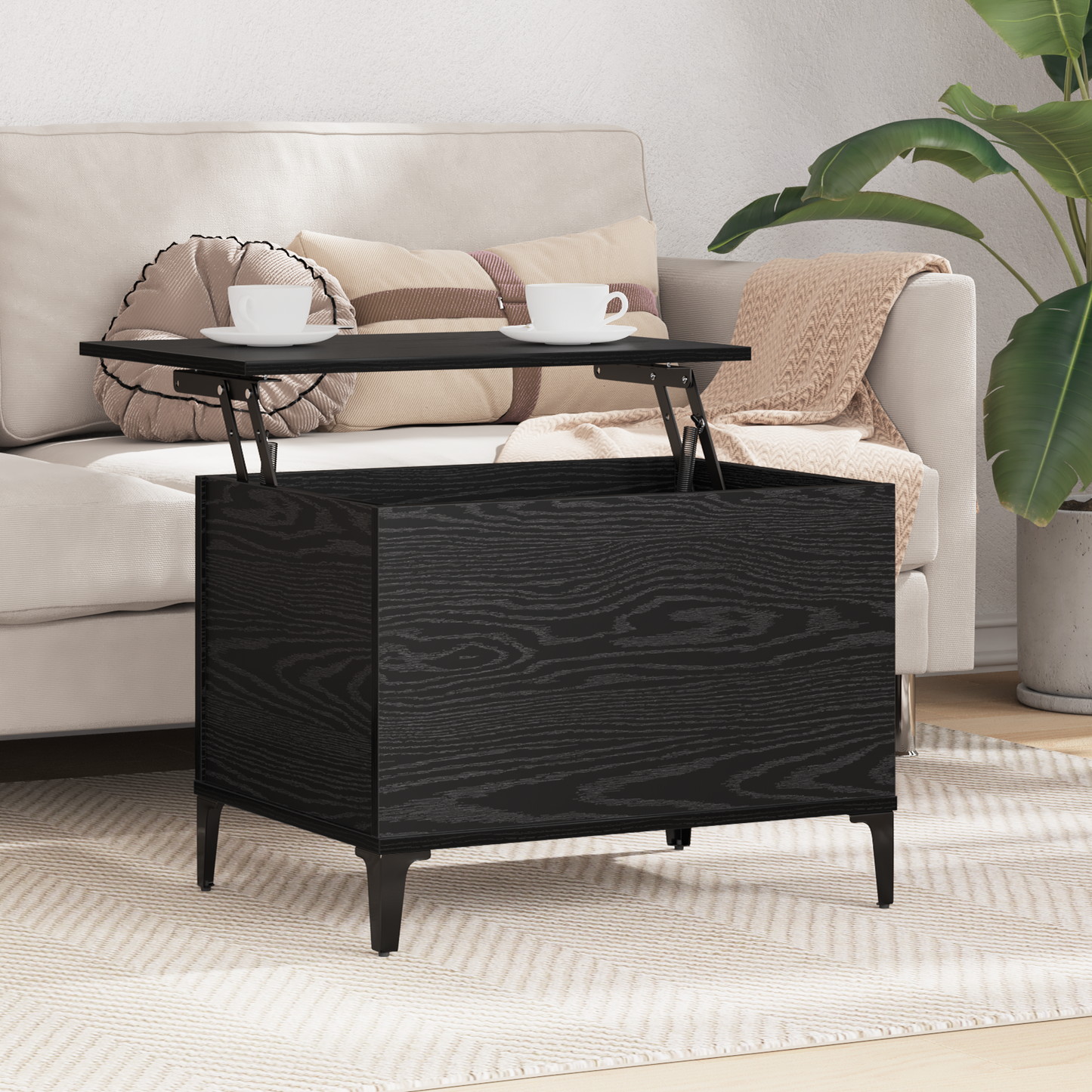 Coffee Table Black Oak 60 x 44.5 x 45 cm Engineered Wood