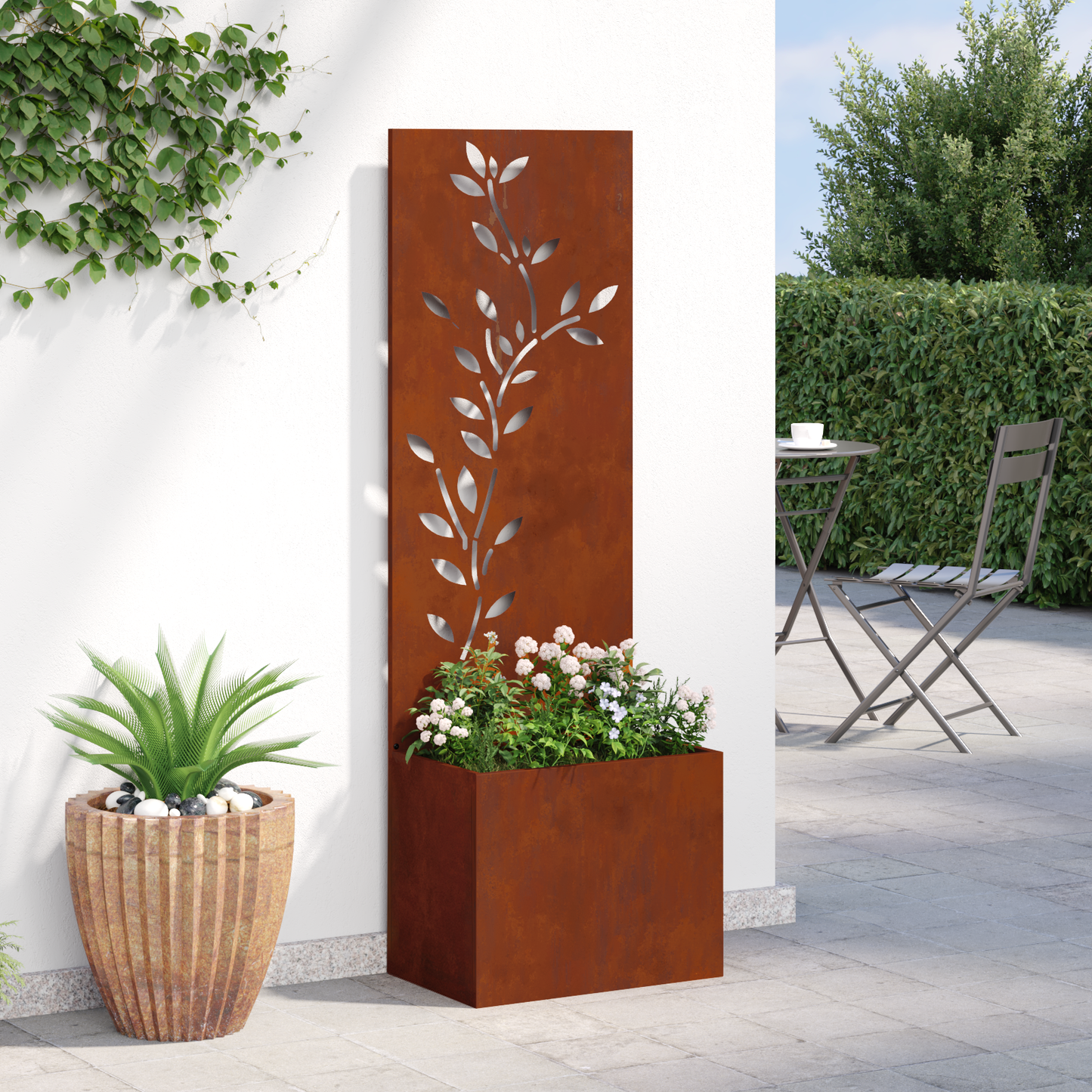 Garden Privacy Screen Floral Rusty 50 x 140 cm Weathering steel