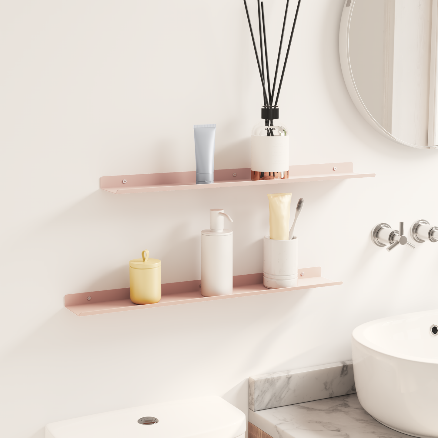 Floating Shelf Wall-mounted 2 pcs Pink 60 x 8.5 x 2.5 cm Steel