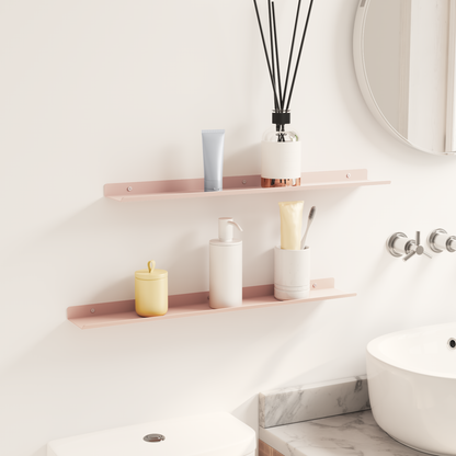 Floating Shelf Wall-mounted 2 pcs Pink 60 x 8.5 x 2.5 cm Steel