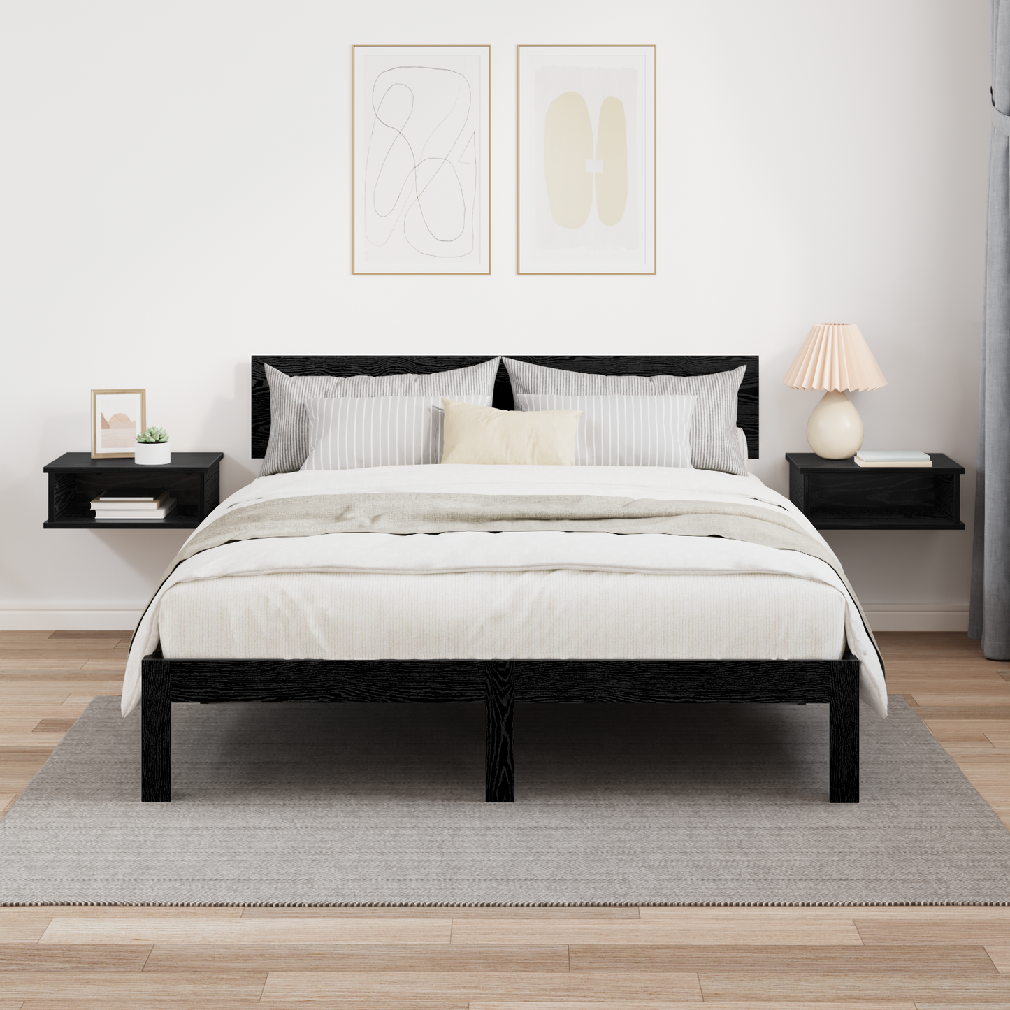 Bedside Table 2 pcs Black Oak 40 x 31 x 15 cm Engineered Wood