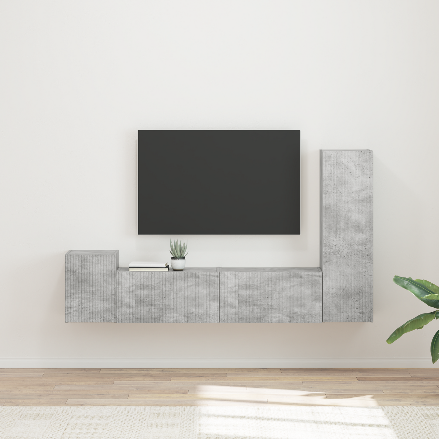TV Cabinet Set Wall-mounted 4 pcs Concrete Grey Engineered Wood