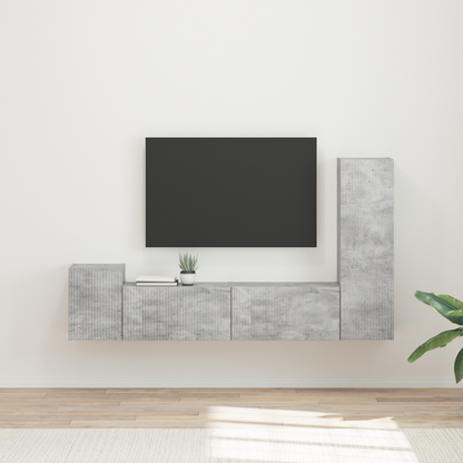 TV Cabinet Set Wall-mounted 4 pcs Concrete Grey Engineered Wood