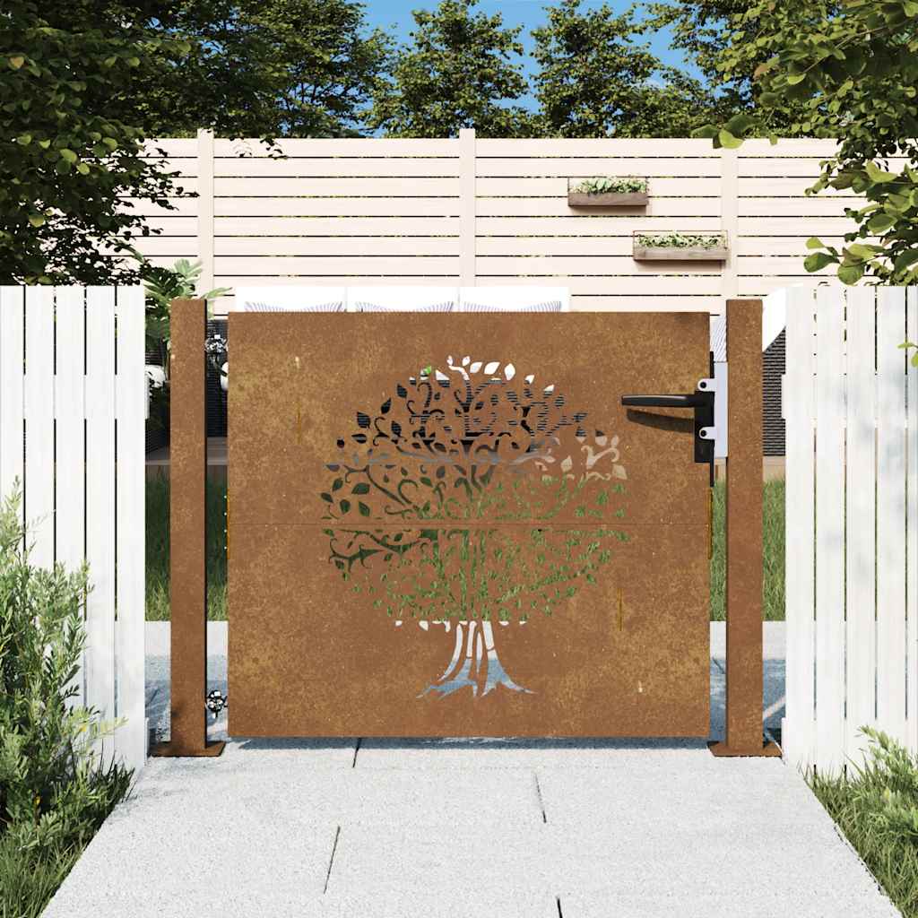 Garden Gate 100x75 cm Corten Steel Tree Design