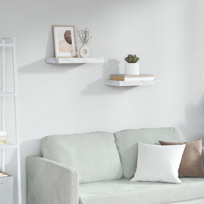 Wall Shelf 2 pcs White Marble 40 x 23.5 x 4 cm Engineered Wood