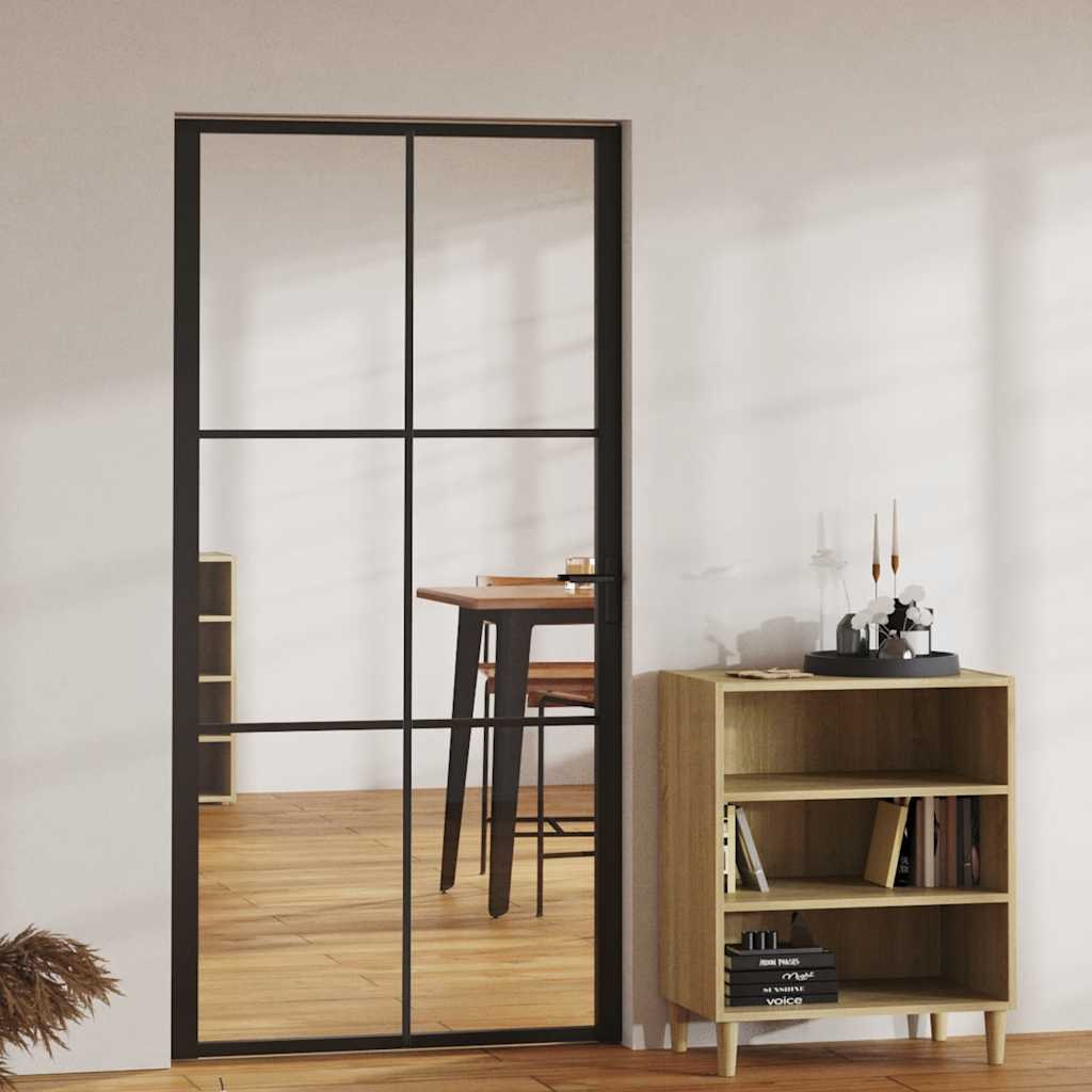 Interior Door ESG Glass and Aluminium 102,5x201,5 cm Black