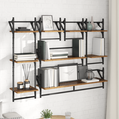 Wall Shelf Set 6 pcs Old Wood 100 x 25 x 30 cm Engineered Wood