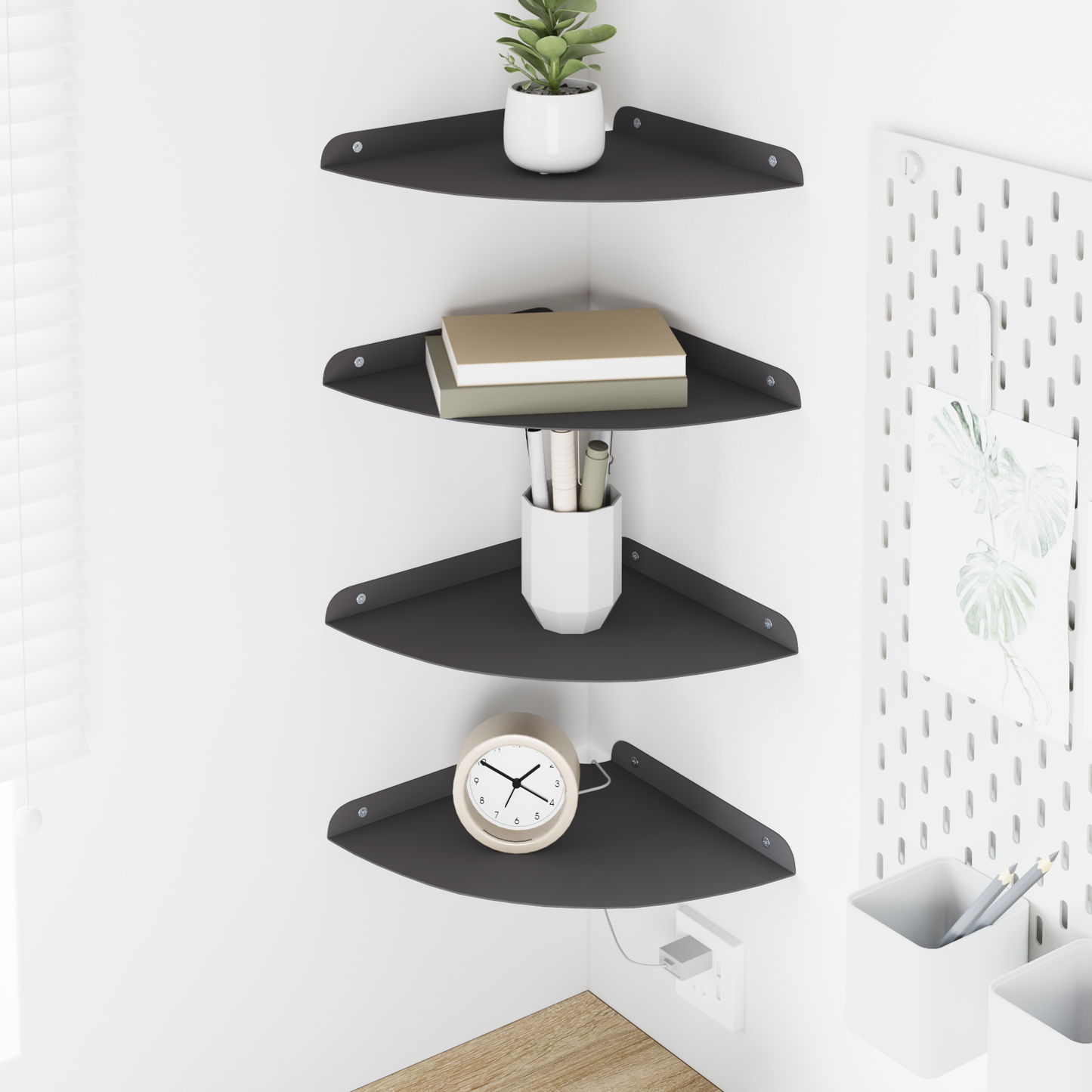 Floating Shelf with Shelf 4 pcs Black 24 x 24 x 2 cm