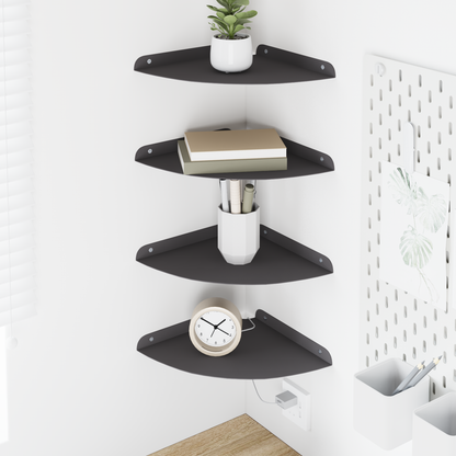 Floating Shelf with Shelf 4 pcs Black 24 x 24 x 2 cm