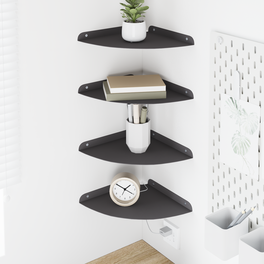 Floating Shelf with Shelf 4 pcs Black 24 x 24 x 2 cm