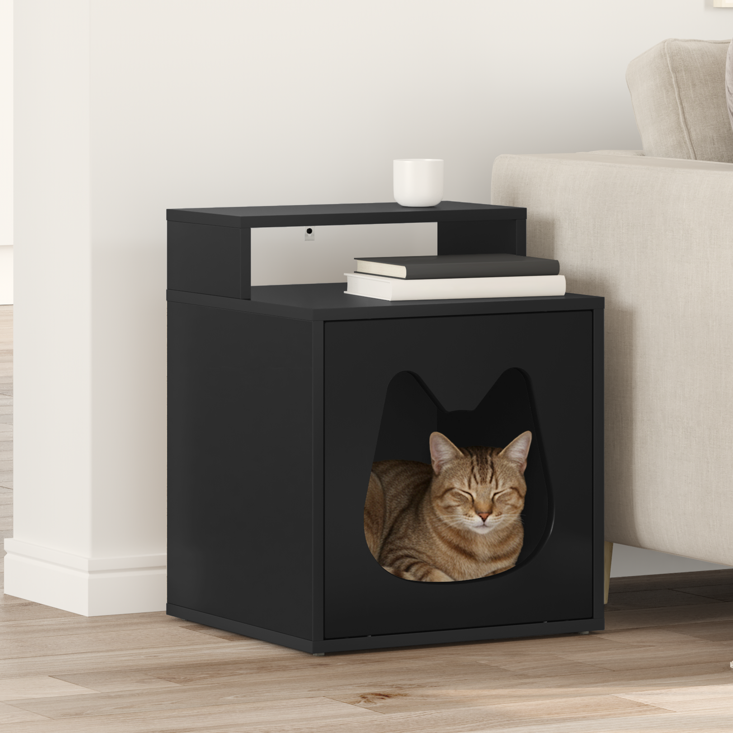 Cat House Black 42.5 x 40 x 53.5 cm Engineered Wood